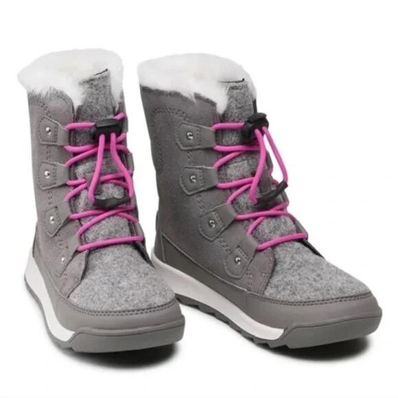 Sorel Youth Whitney II Joan Lace Quarry Suede Little Girl Sz 2 Winter Boots - Picture 4 of 4